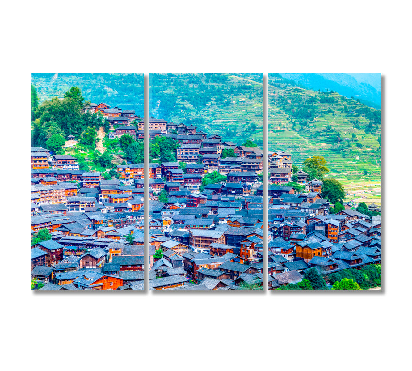 Xijiang Miao Village Guizhou China Canvas Print-Canvas Print-CetArt-3 Panels-36x24 inches-CetArt