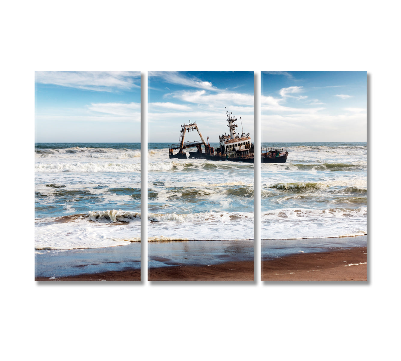 Shipwreck on Skeleton Coast in Atlantic Ocean Canvas Print-Canvas Print-CetArt-3 Panels-36x24 inches-CetArt