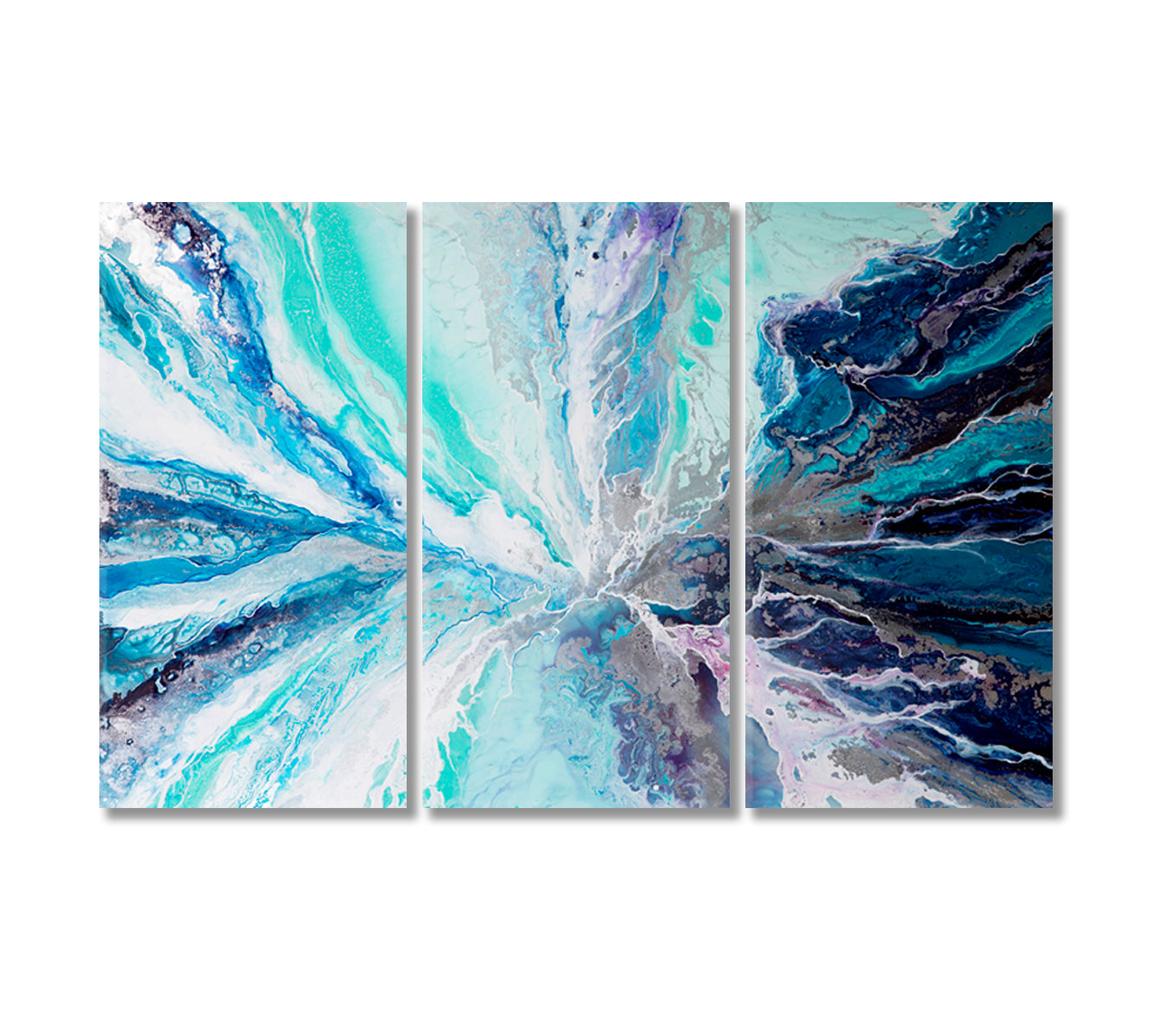 Stunning Light Blue and Dark Blue Abstract Marble Shapes Canvas Print-Canvas Print-CetArt-3 Panels-36x24 inches-CetArt