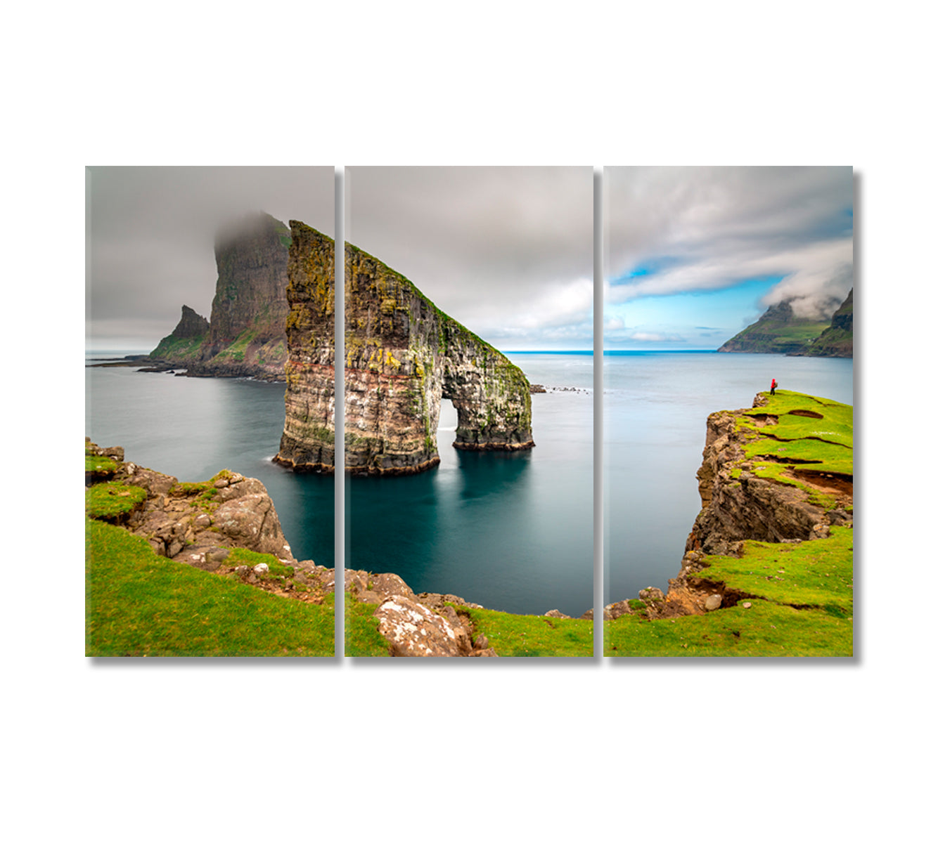 Drangarnir Rocks at Faroe Islands Canvas Print-Canvas Print-CetArt-3 Panels-36x24 inches-CetArt