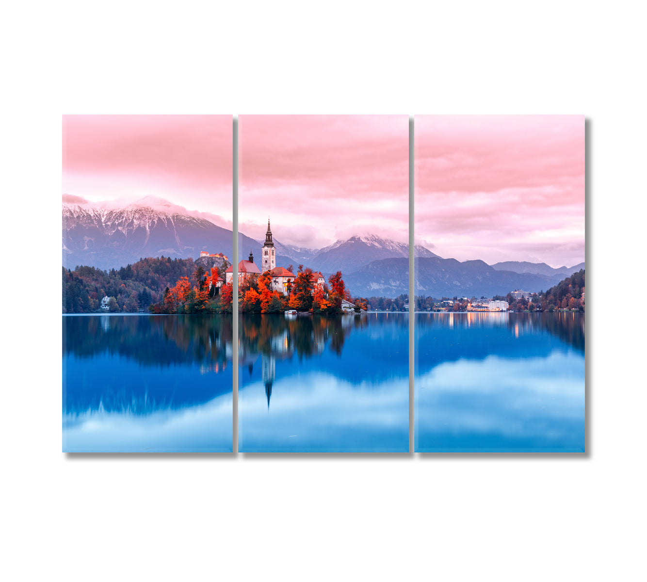 Church on Island Lake Bled Slovenia Canvas Print-Canvas Print-CetArt-3 Panels-36x24 inches-CetArt