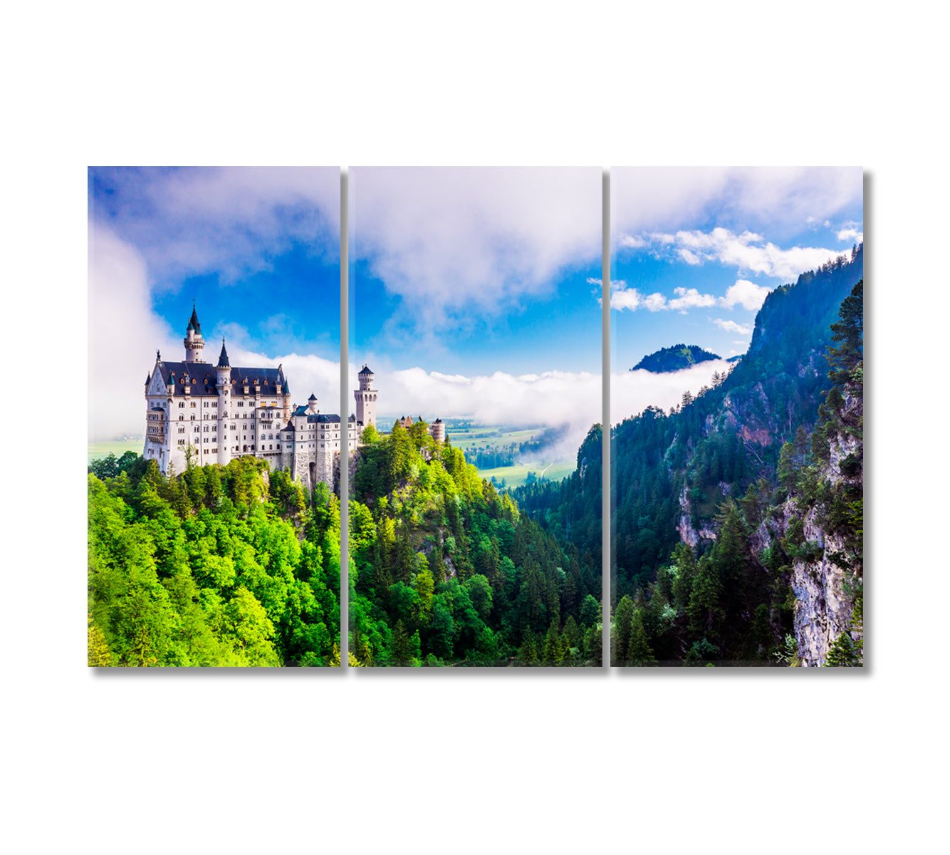 Neuschwanstein Castle in Fussen Germany Canvas Print-Canvas Print-CetArt-3 Panels-36x24 inches-CetArt