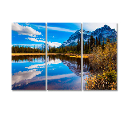 Rocky Mountains of Canada Reflected in Lake Canvas Print-Canvas Print-CetArt-3 Panels-36x24 inches-CetArt