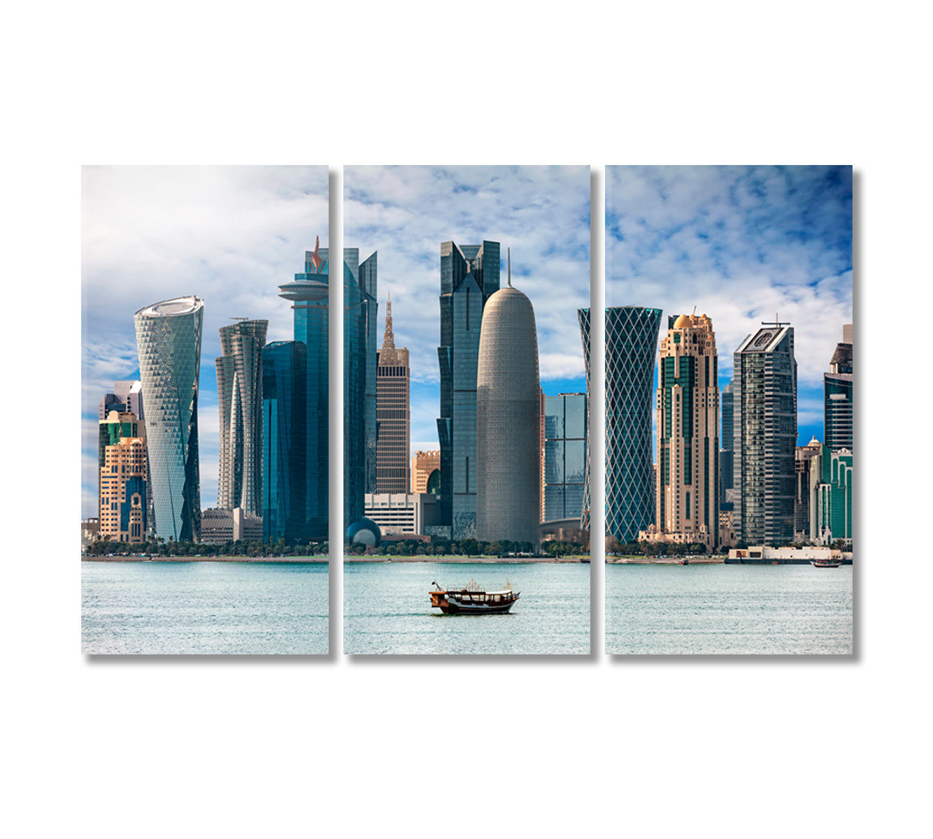 Doha Gulf Qatar Canvas Print-Canvas Print-CetArt-3 Panels-36x24 inches-CetArt