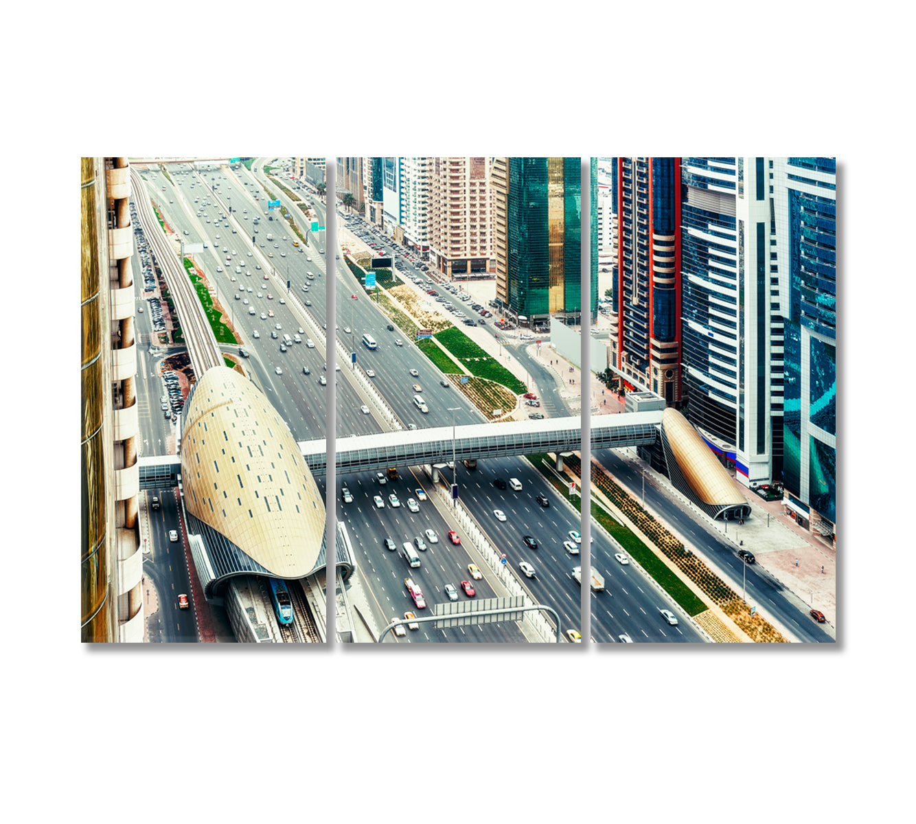 Highway in Downtown Dubai UAE Canvas Print-Canvas Print-CetArt-3 Panels-36x24 inches-CetArt