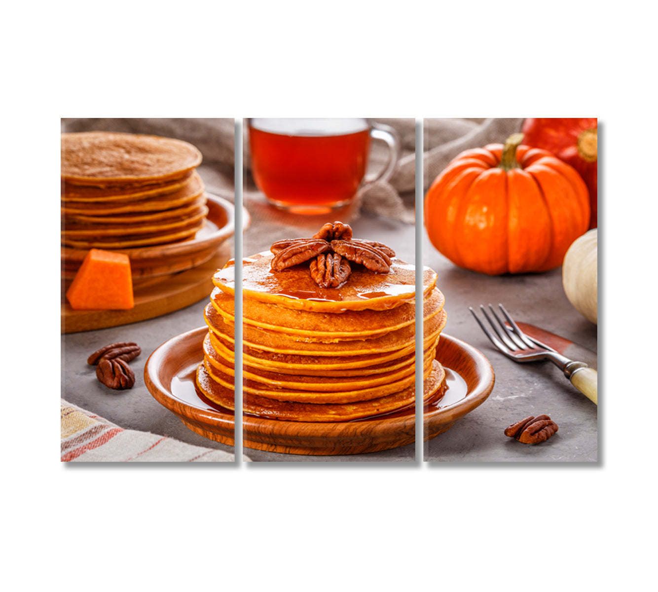 Pumpkin Pancakes with Pecans Canvas Print-Canvas Print-CetArt-3 Panels-36x24 inches-CetArt