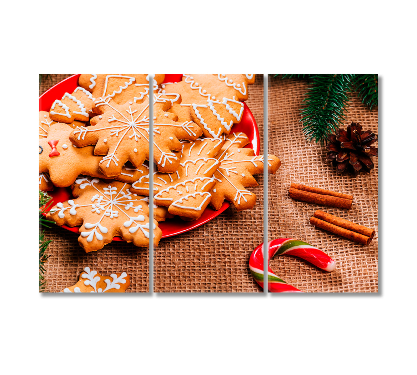 Christmas Gingerbread Cookies Canvas Print-Canvas Print-CetArt-3 Panels-36x24 inches-CetArt