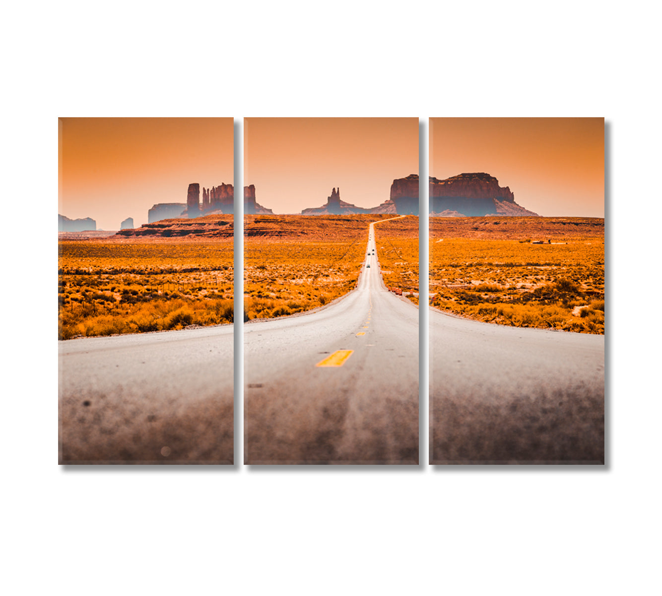 Historic US Route 163 through Monument Valley Utah USA Canvas Print-Canvas Print-CetArt-3 Panels-36x24 inches-CetArt