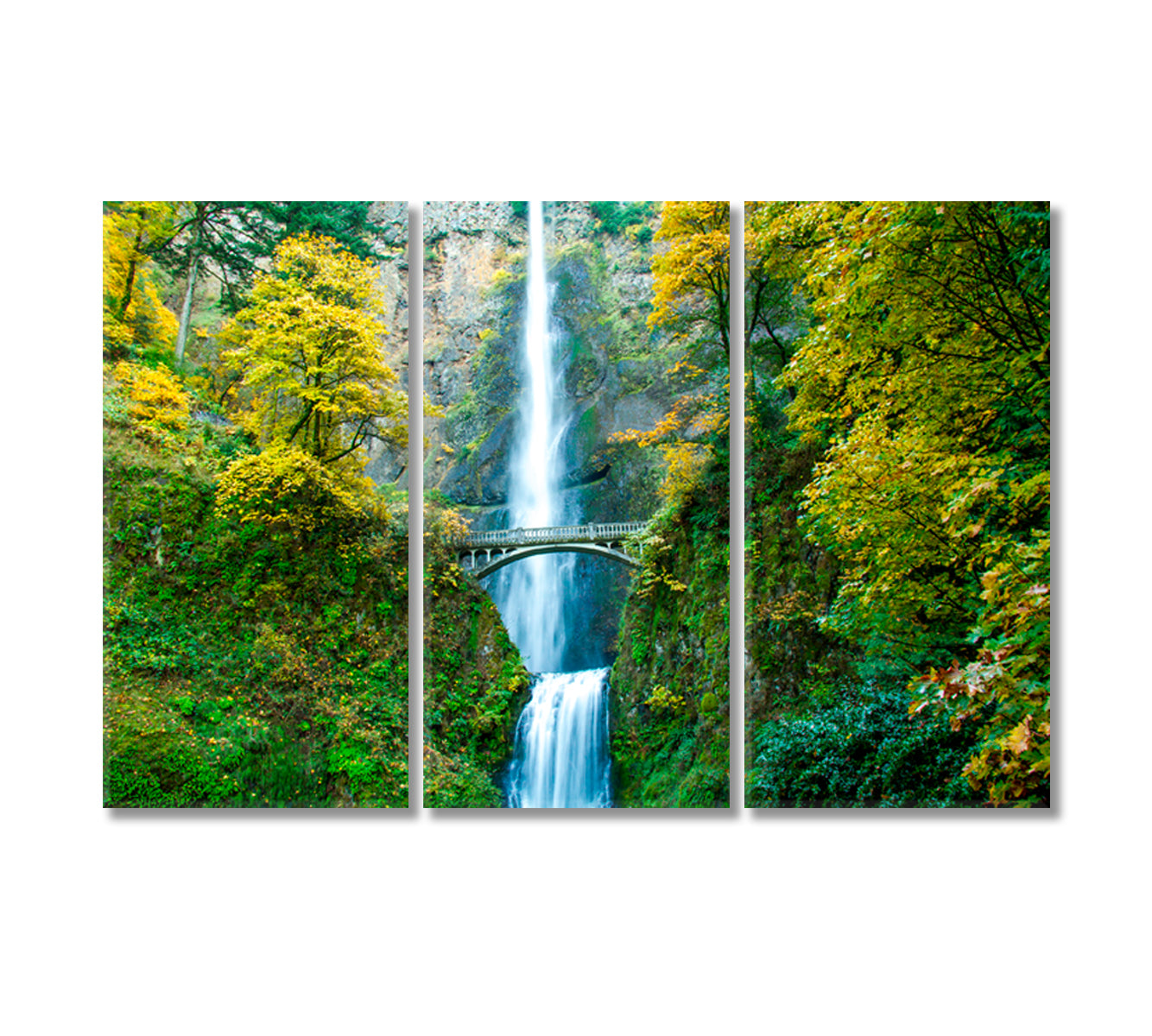 Multnomah Falls in Autumn Columbia River Portland Oregon Canvas Print-Canvas Print-CetArt-3 Panels-36x24 inches-CetArt