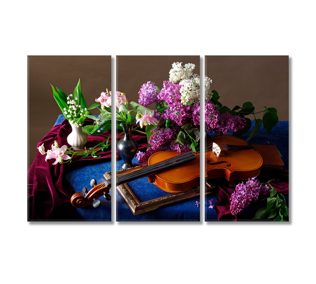 Still Life Lilac and Violin Canvas Print-Canvas Print-CetArt-3 Panels-36x24 inches-CetArt