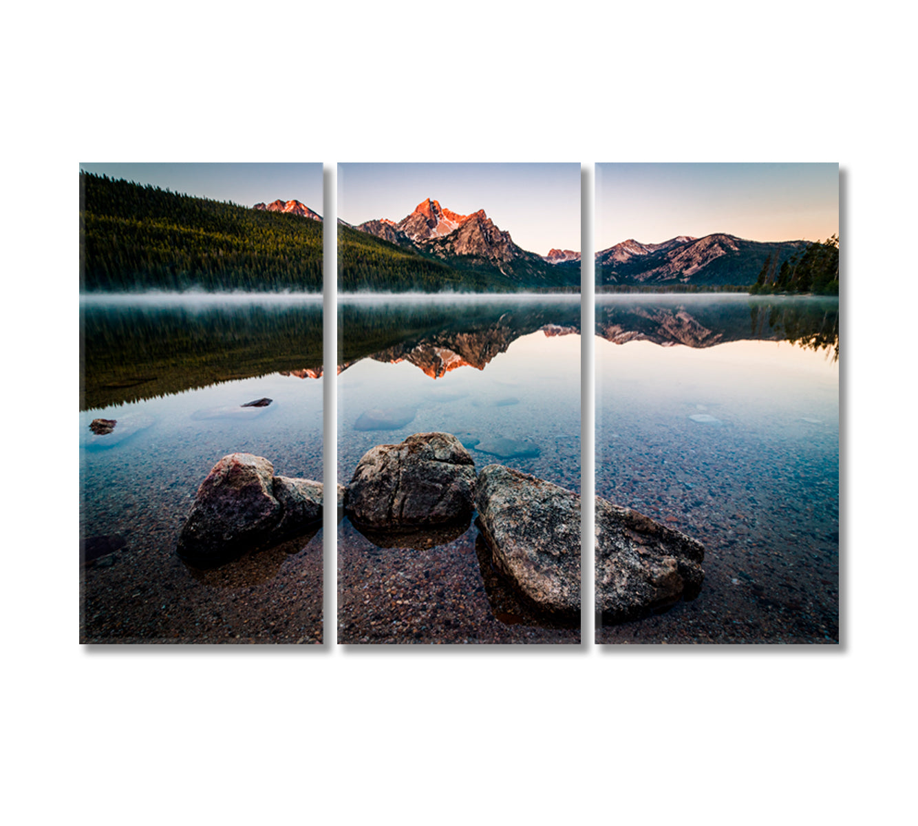 Stanley Lake and McGown Peak Idaho Sawtooth Range Canvas Print-Canvas Print-CetArt-3 Panels-36x24 inches-CetArt