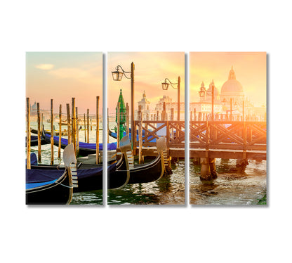 Gondolas in Grand Canal Venice Italy Canvas Print-Canvas Print-CetArt-3 Panels-36x24 inches-CetArt