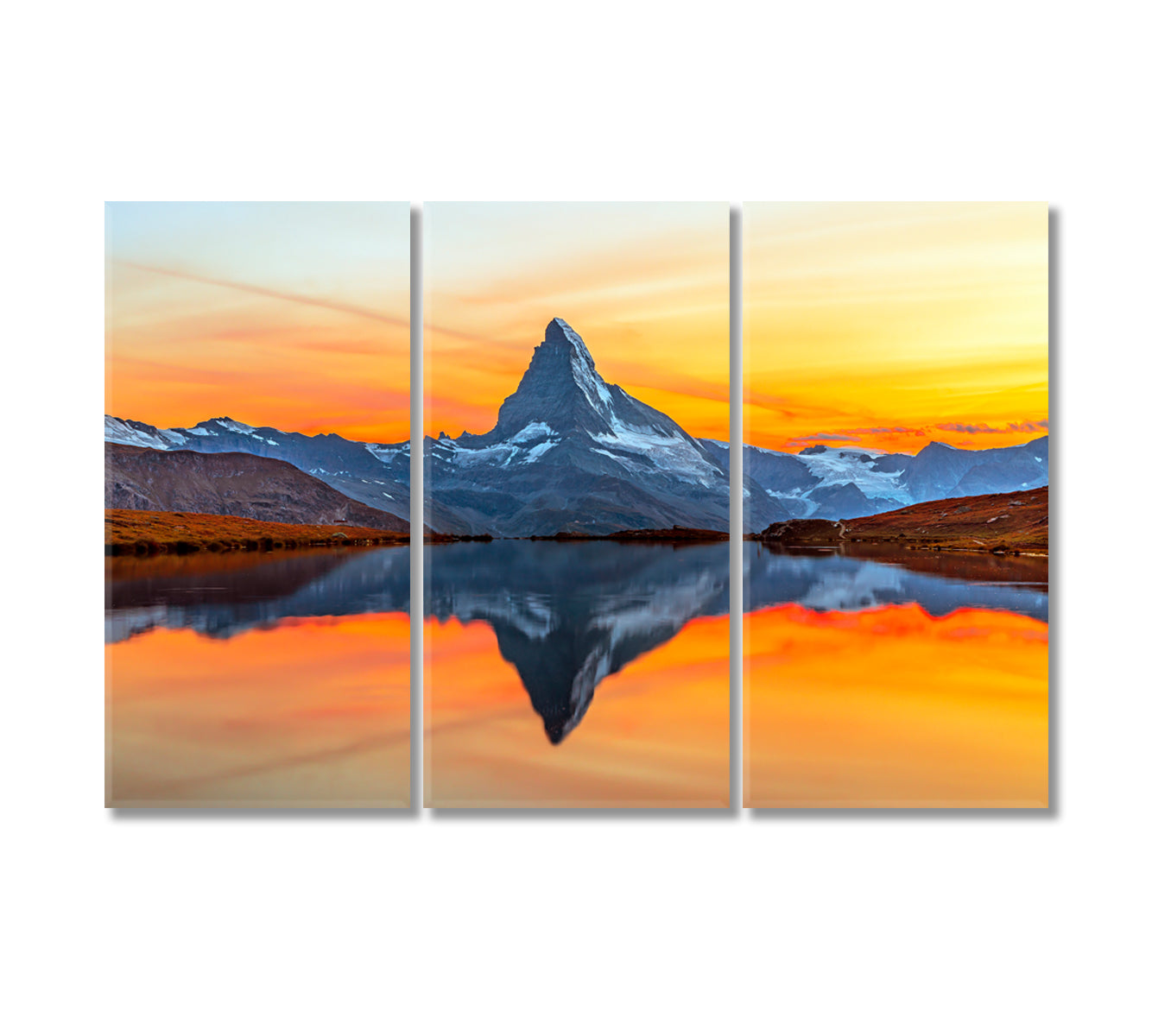 Matterhorn Mountain with Stunning Sunset Switzerland Canvas Print-Canvas Print-CetArt-3 Panels-36x24 inches-CetArt