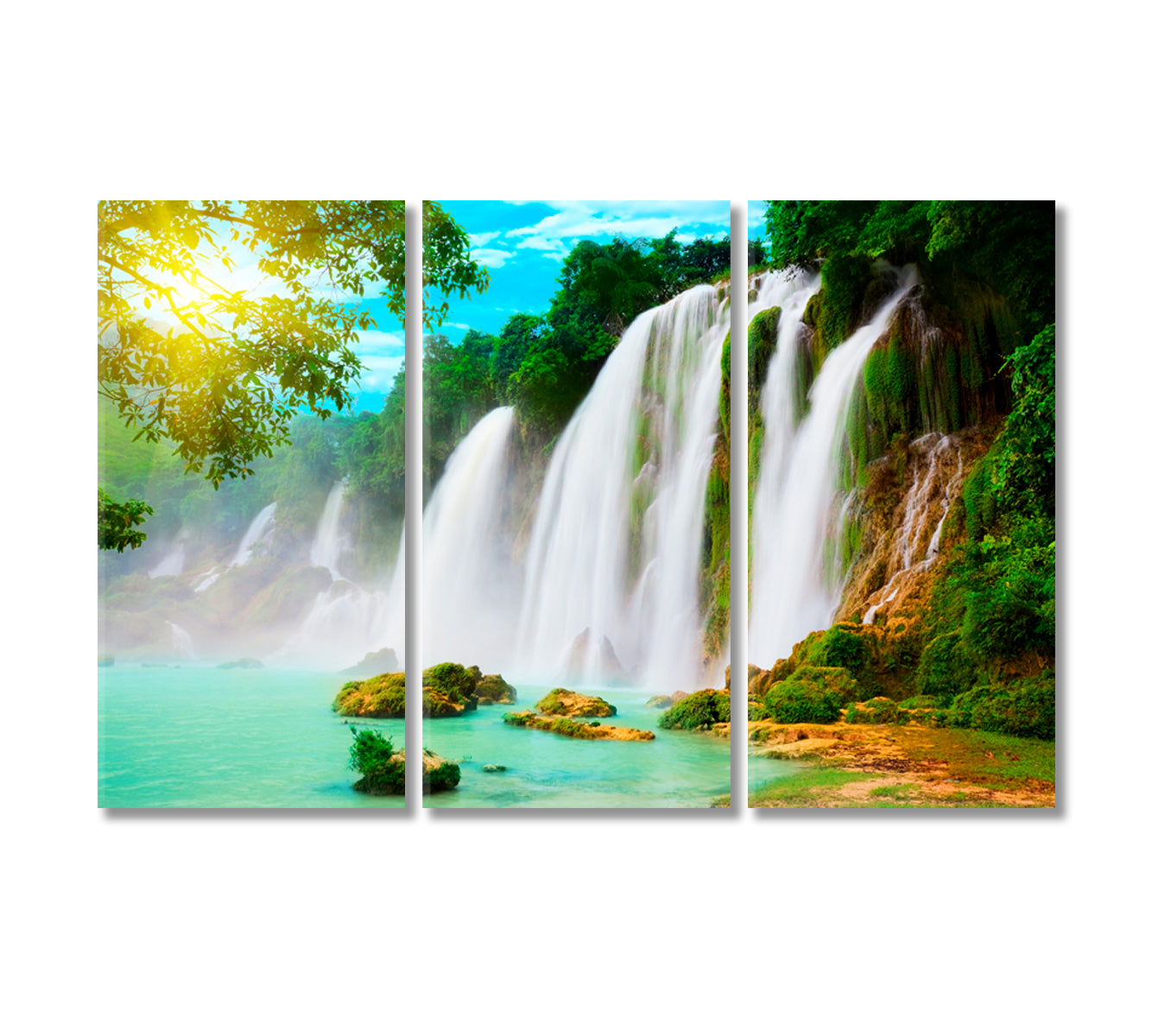 Ban Gioc Detian Waterfall Asia Canvas Print-Canvas Print-CetArt-3 Panels-36x24 inches-CetArt