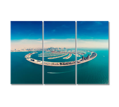 Palm Jumeirah Island in Dubai UAE Canvas Print-Canvas Print-CetArt-3 Panels-36x24 inches-CetArt