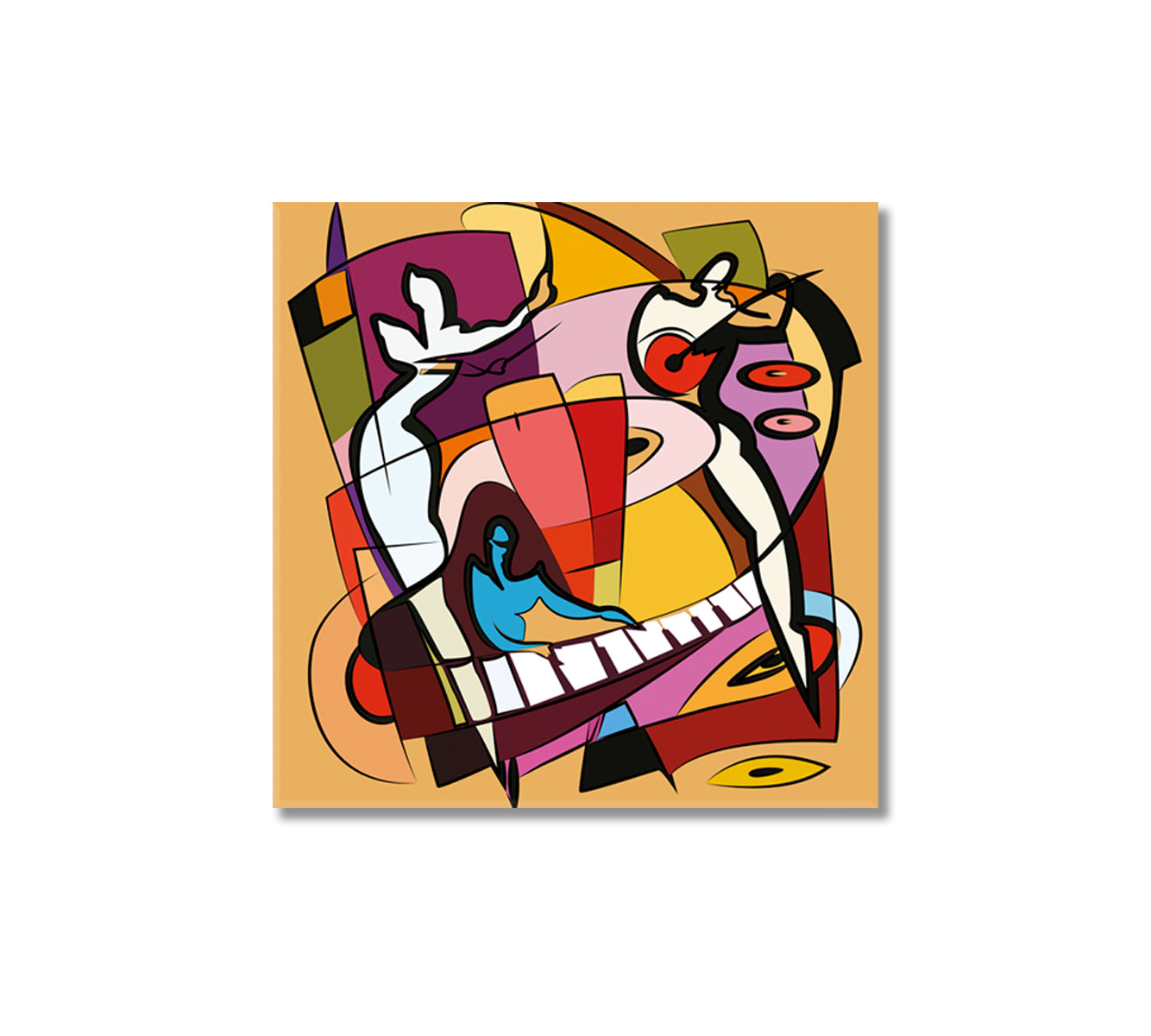 Abstract Jazz Music Canvas Print-Canvas Print-CetArt-1 panel-12x12 inches-CetArt