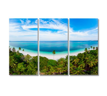 Tropical Beach with Palm Trees Indonesia Canvas Print-Canvas Print-CetArt-3 Panels-36x24 inches-CetArt