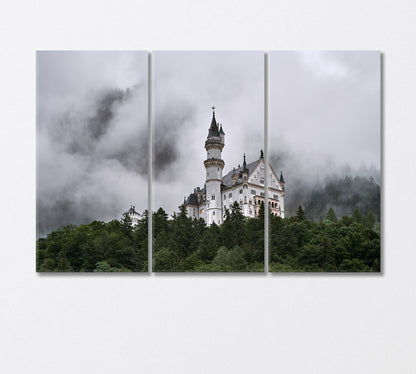 Neuschwanstein Castle on Foggy Day Canvas Print-Canvas Print-CetArt-3 Panels-36x24 inches-CetArt