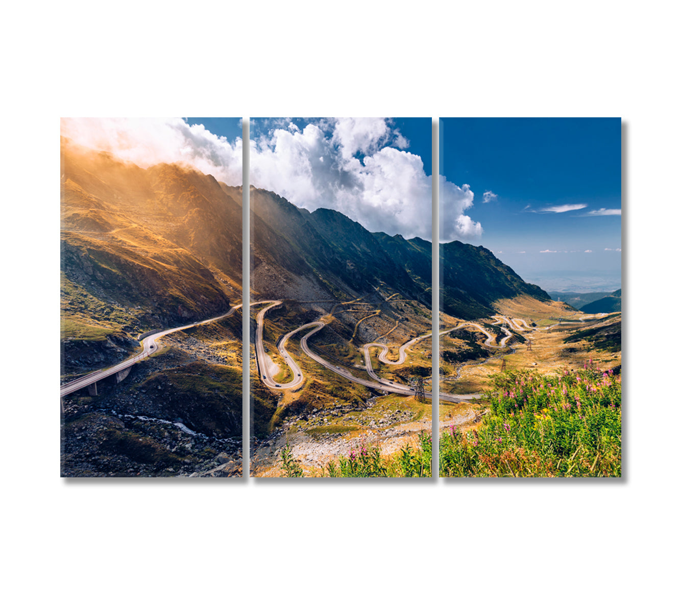 Zafagarasan Mountain Road Canvas Print-Canvas Print-CetArt-3 Panels-36x24 inches-CetArt
