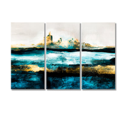 Abstract Contemporary Art Blue Sea Canvas Print-Canvas Print-CetArt-3 Panels-36x24 inches-CetArt