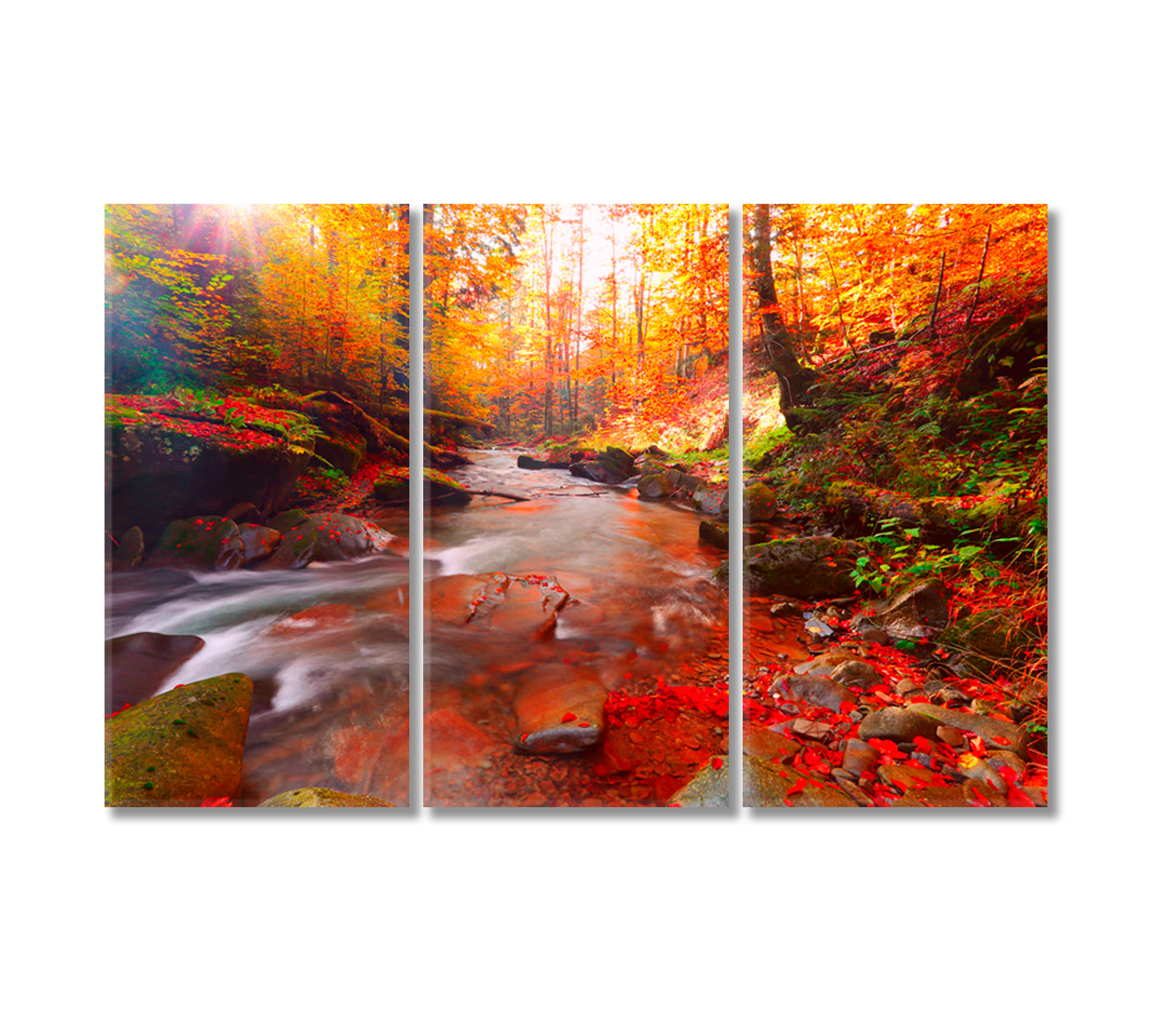 Scenic Autumn Mountain Forest Canvas Print-Canvas Print-CetArt-3 Panels-36x24 inches-CetArt