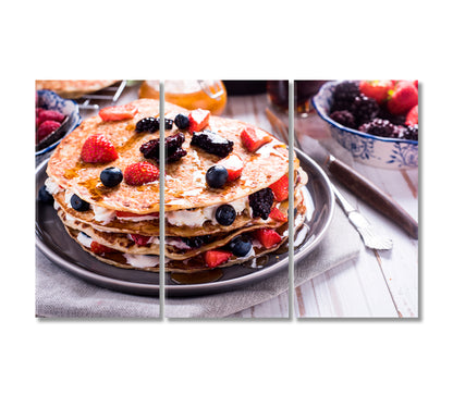 Pancake with Berry Fruits Canvas Print-Canvas Print-CetArt-3 Panels-36x24 inches-CetArt