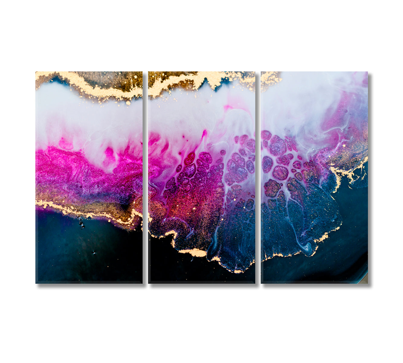 Modern Abstract Marble Pattern with Gold Splashes Canvas Print-Canvas Print-CetArt-3 Panels-36x24 inches-CetArt