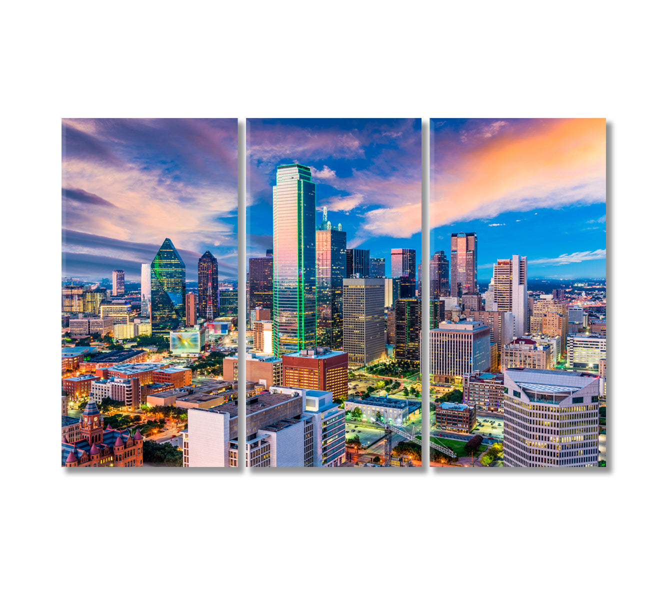 Dallas Skyline USA Canvas Print-Canvas Print-CetArt-3 Panels-36x24 inches-CetArt