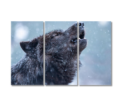 Howling Wolf Canvas Print-Canvas Print-CetArt-3 Panels-36x24 inches-CetArt