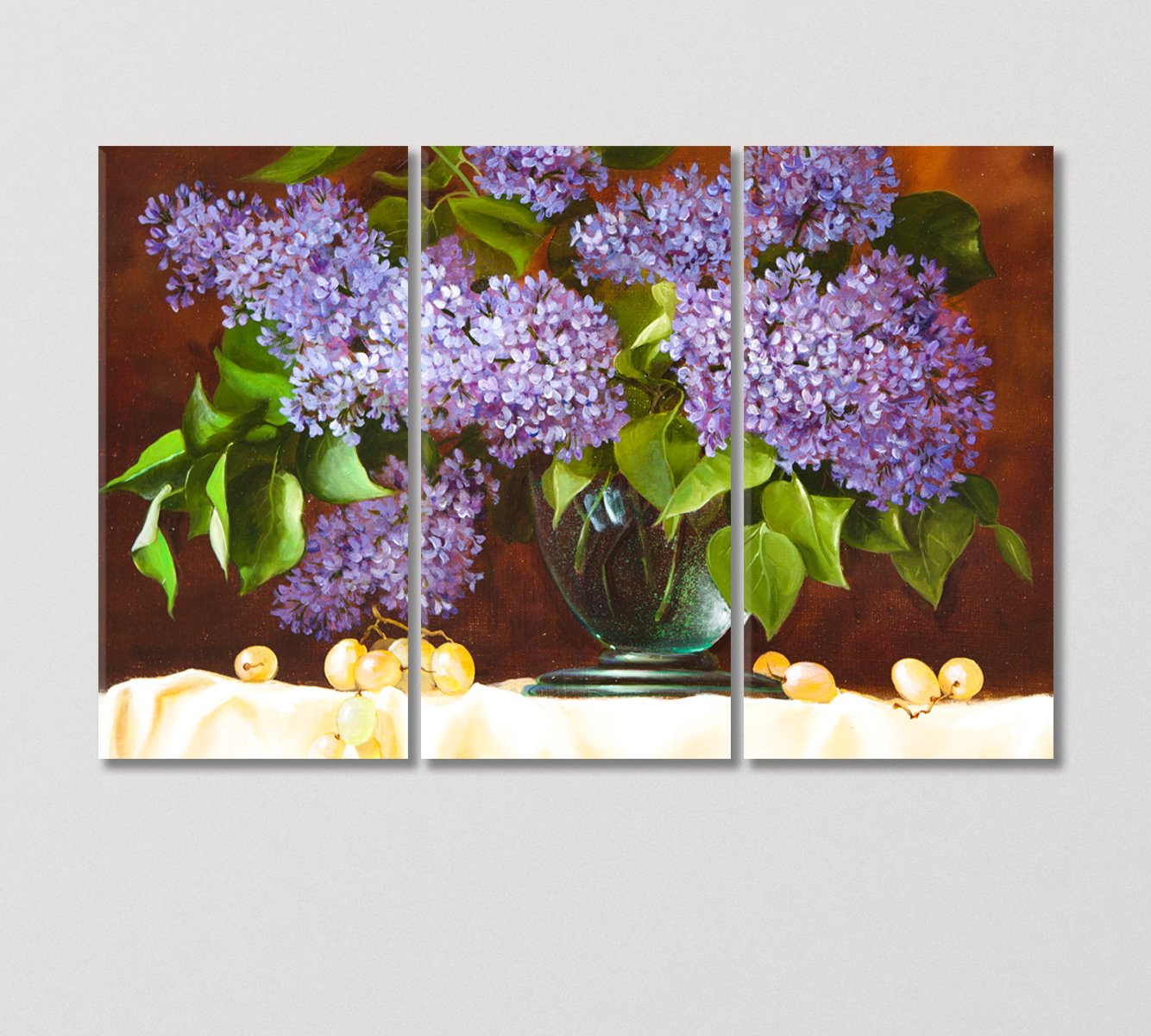 Still Life Lilac Flowers Canvas Print-Canvas Print-CetArt-3 Panels-36x24 inches-CetArt