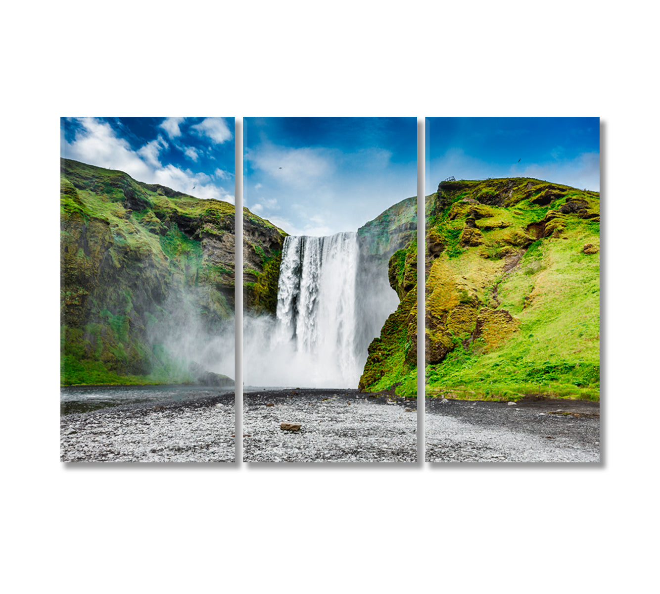 Amazing Skogafoss Waterfall Iceland Canvas Print-Canvas Print-CetArt-3 Panels-36x24 inches-CetArt