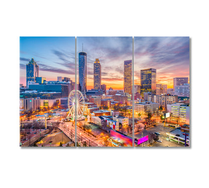 Downtown Atlanta USA Canvas Print-Canvas Print-CetArt-3 Panels-36x24 inches-CetArt