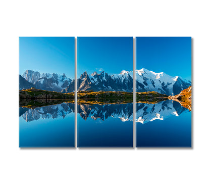Mont Blanc Reflection in Lac Blanc Lake France Canvas Print-Canvas Print-CetArt-3 Panels-36x24 inches-CetArt