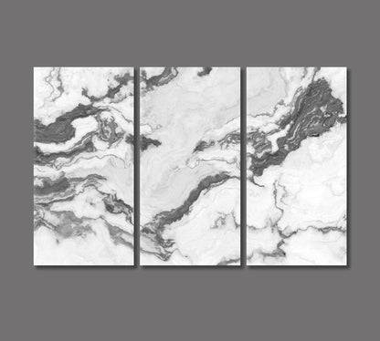 Abstract White Marble with Curly Grey Veins Canvas Print-Canvas Print-CetArt-3 Panels-36x24 inches-CetArt