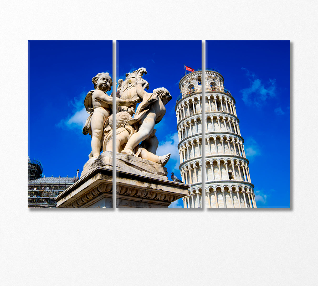 Fontana Dei Putti and Leaning Tower of Pisa Italy Canvas Print-Canvas Print-CetArt-3 Panels-36x24 inches-CetArt