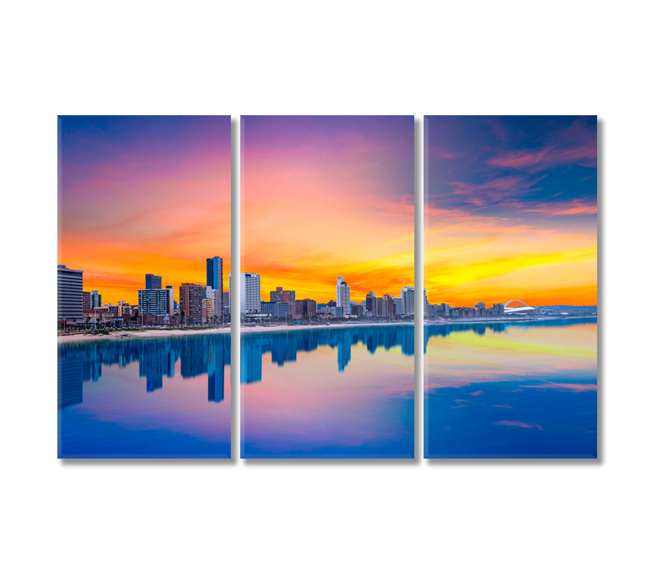 Durban City Skyline South Africa Canvas Print-Canvas Print-CetArt-3 Panels-36x24 inches-CetArt