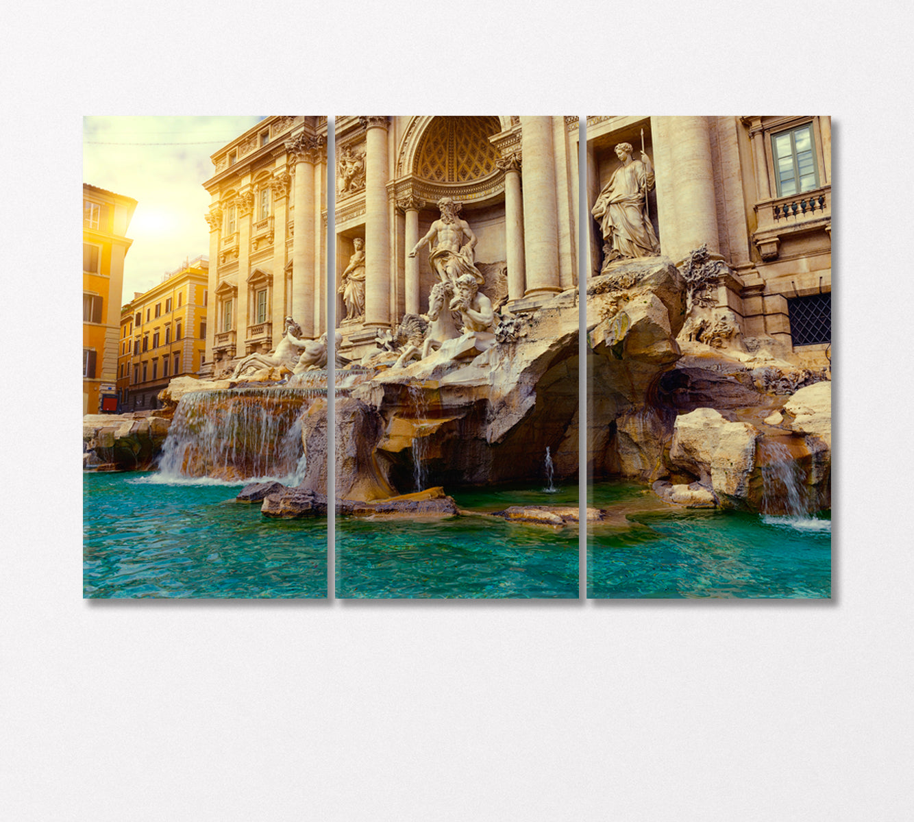 Sculptural Trevi Fountain Rome Italy Canvas Print-Canvas Print-CetArt-3 Panels-36x24 inches-CetArt