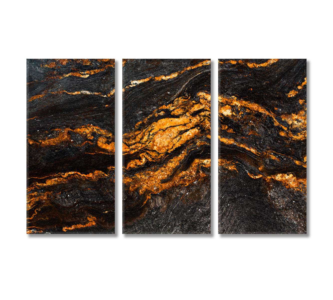 Stunning Black Marble with Luminous Veins Canvas Print-Canvas Print-CetArt-3 Panels-36x24 inches-CetArt
