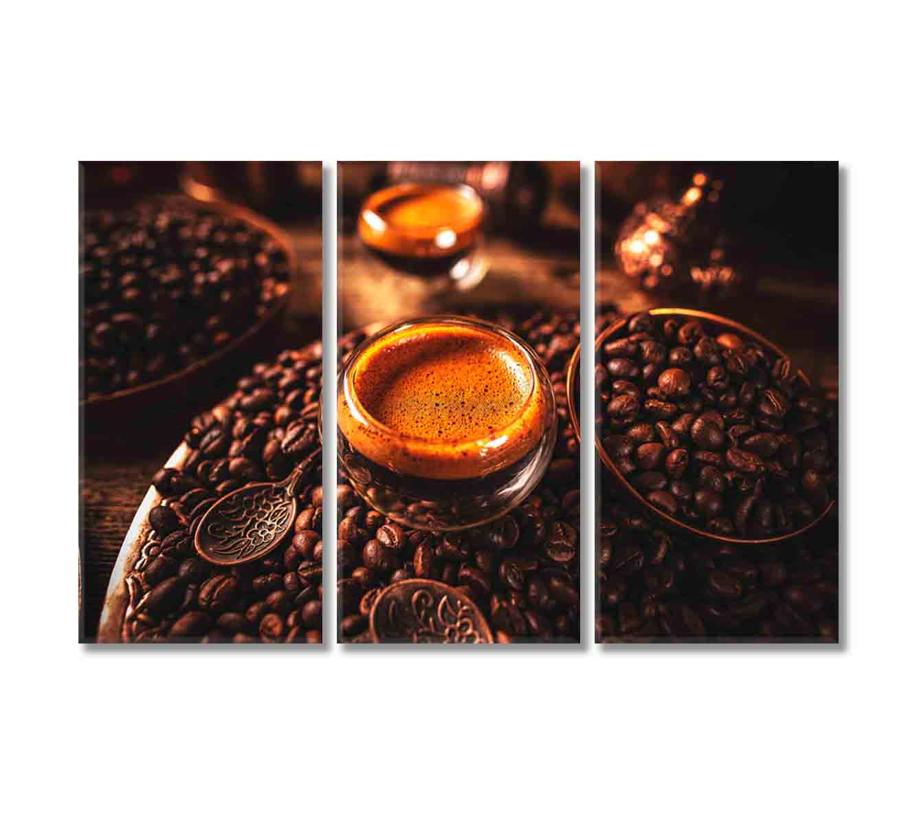 Hot Espresso Coffee Canvas Print-Canvas Print-CetArt-3 Panels-36x24 inches-CetArt