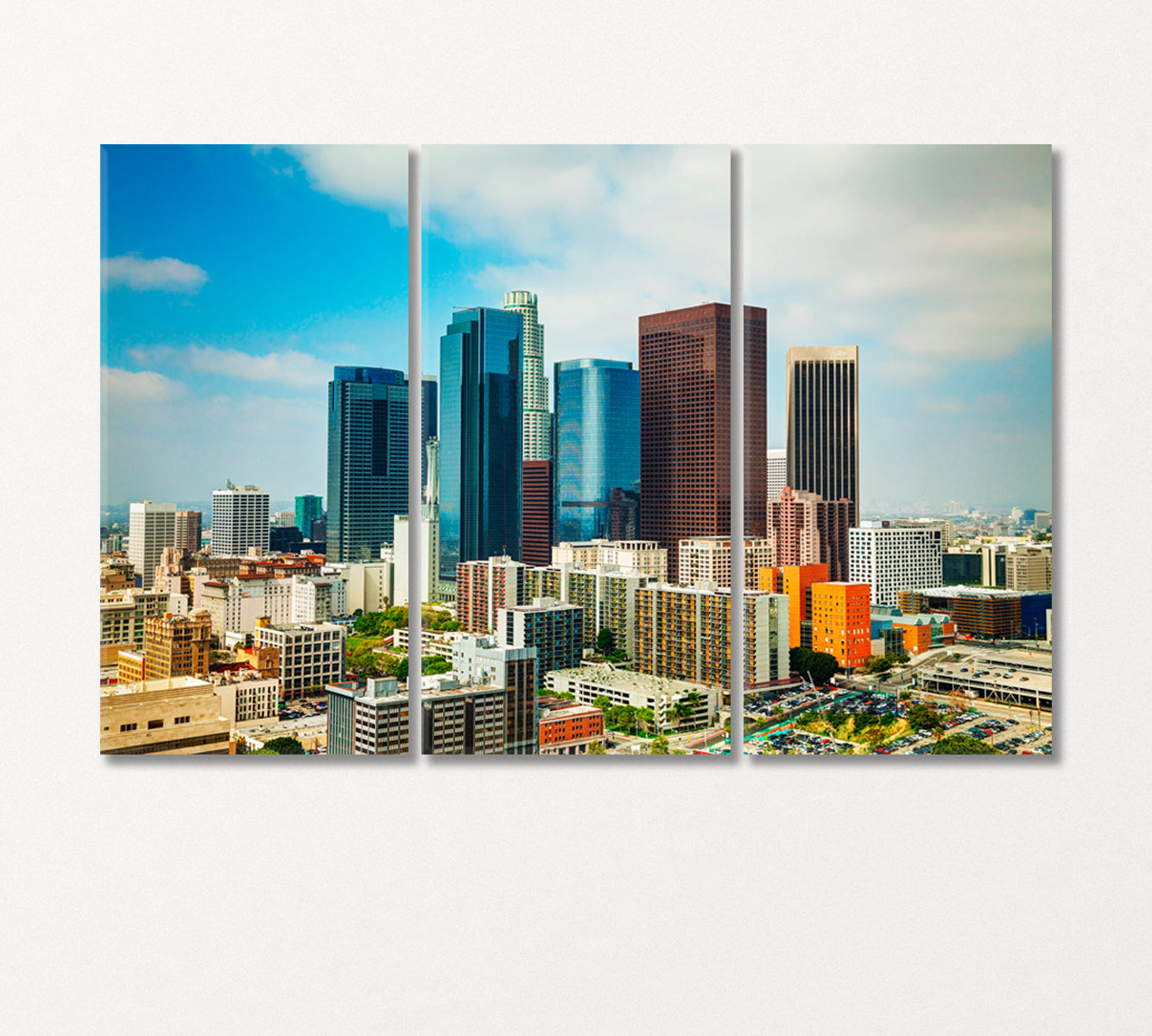Los Angeles Cityscape on Sunny Day Canvas Print-Canvas Print-CetArt-3 Panels-36x24 inches-CetArt