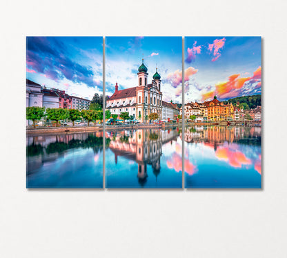 Historic City Center Lucerne Switzerland Canvas Print-Canvas Print-CetArt-3 Panels-36x24 inches-CetArt