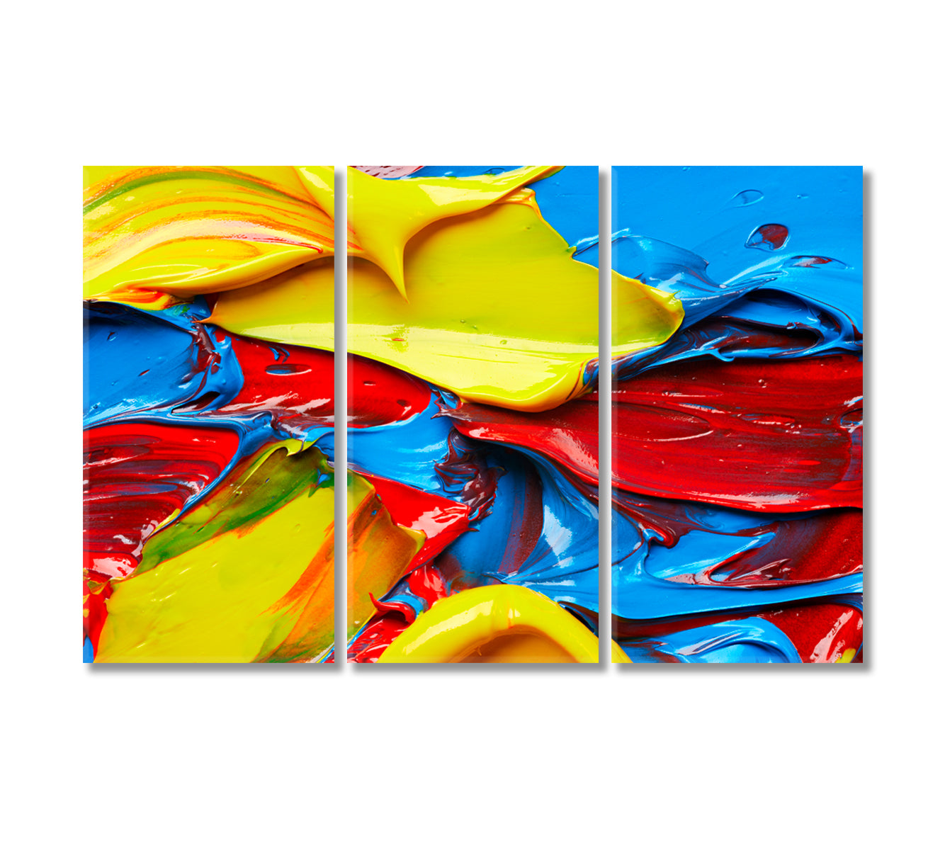Abstract Bright Blue Yellow and Red Strokes Canvas Print-Canvas Print-CetArt-3 Panels-36x24 inches-CetArt