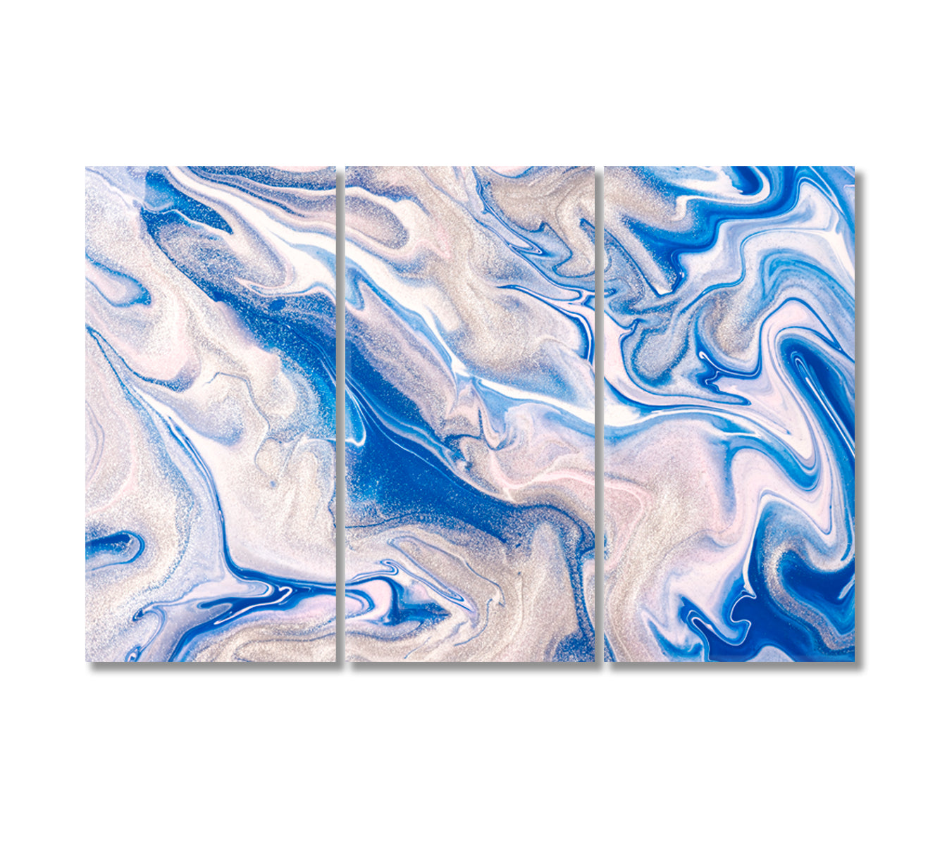 Abstract Liquid Blue Beige Marble Canvas Print-Canvas Print-CetArt-3 Panels-36x24 inches-CetArt