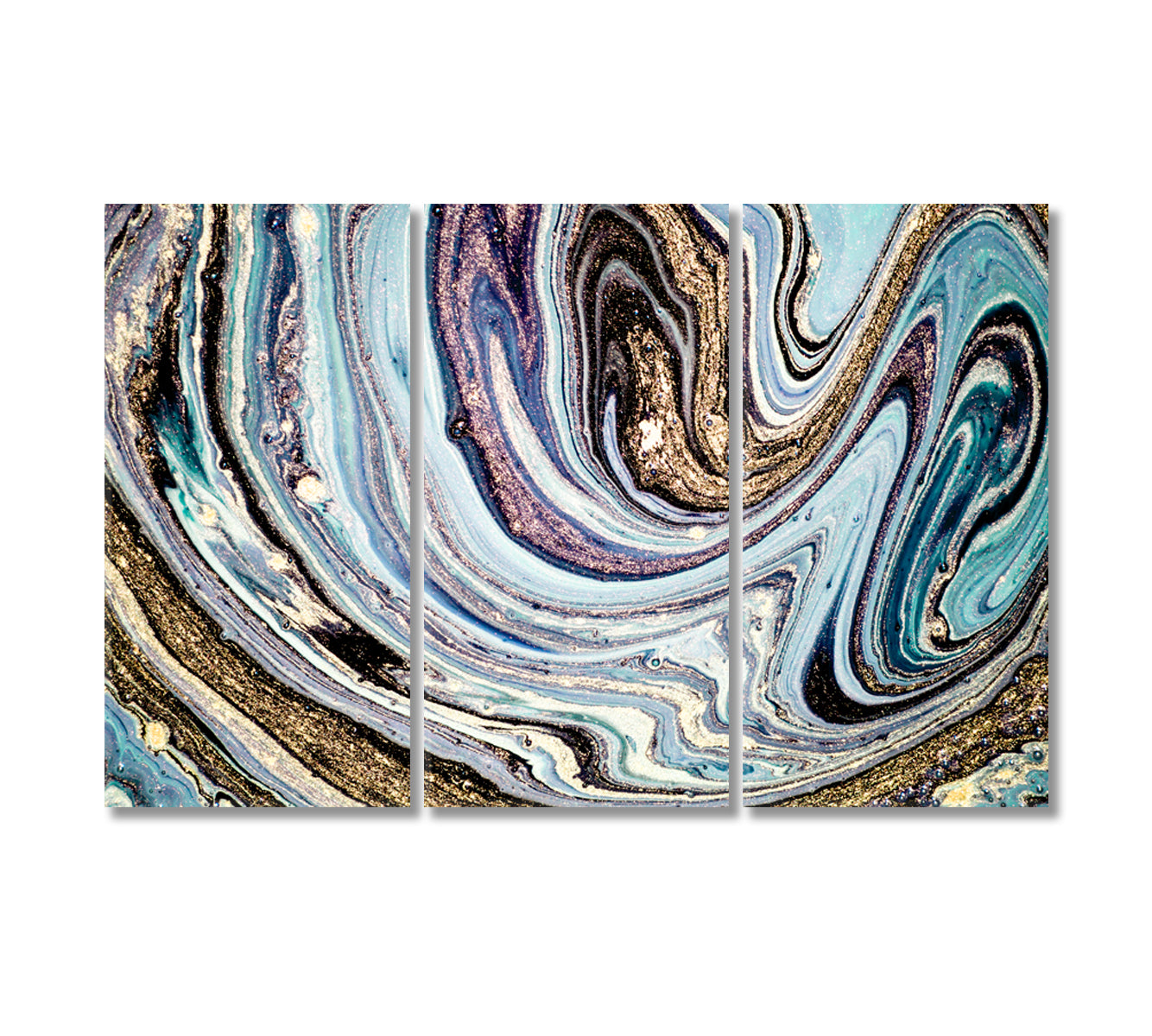 Blue Swirls of Marble Abstract Ripples of Agate Canvas Print-Canvas Print-CetArt-3 Panels-36x24 inches-CetArt