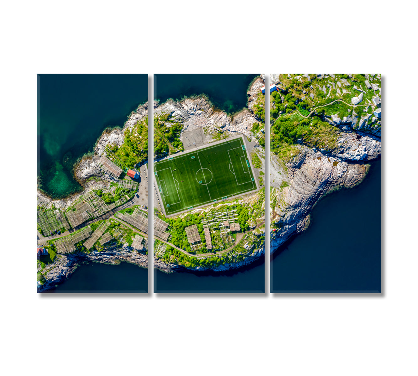 Henningsvaer Football Stadium Canvas Print-Canvas Print-CetArt-3 Panels-36x24 inches-CetArt
