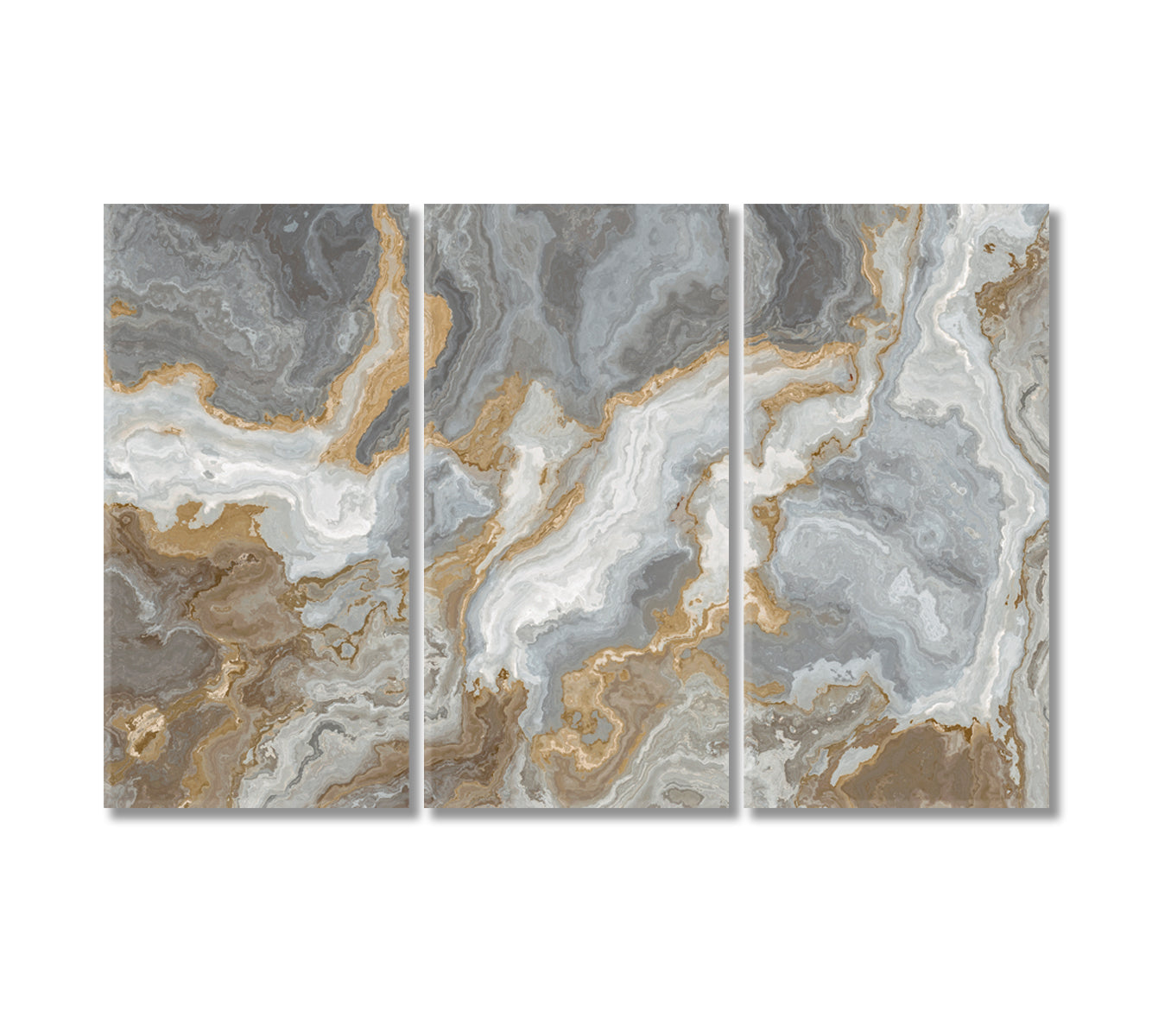 Gray Marble with Golden Veins Canvas Print-Canvas Print-CetArt-3 Panels-36x24 inches-CetArt