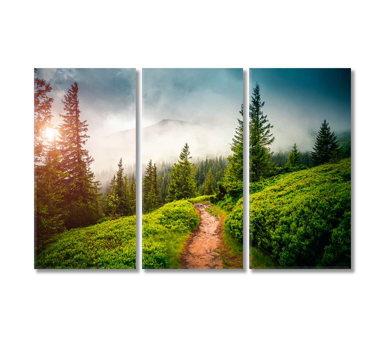 Foggy Morning in the Ukrainian Carpathian Mountains Canvas Print-Canvas Print-CetArt-3 Panels-36x24 inches-CetArt