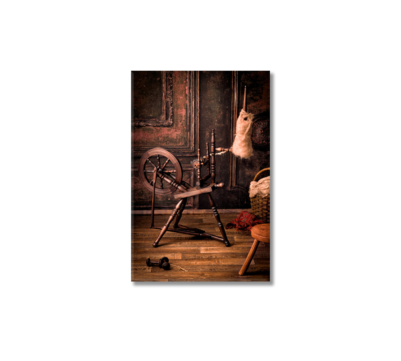 Authentic Old Spinning Wheel Canvas Print-Canvas Print-CetArt-1 panel-16x24 inches-CetArt