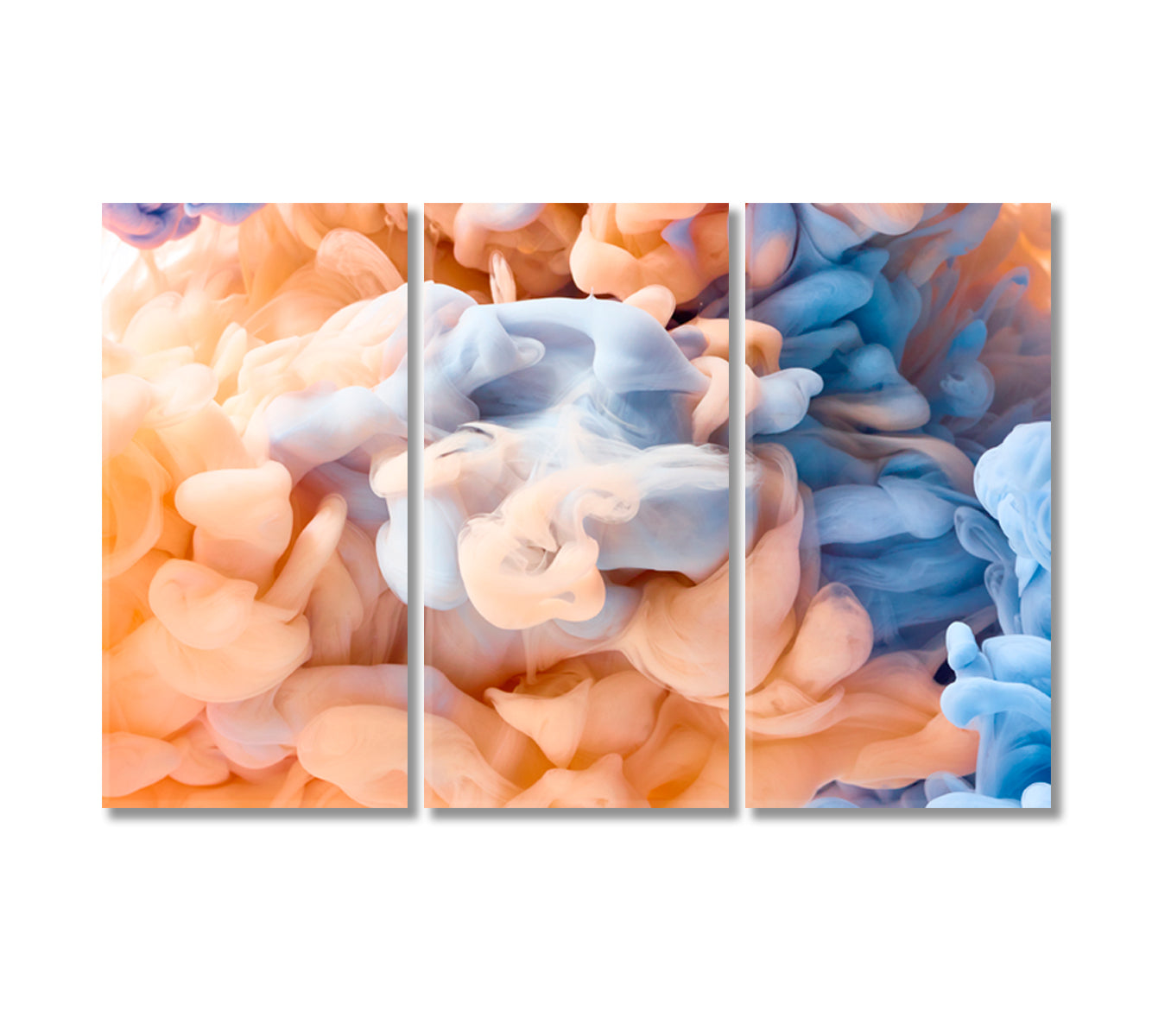 Abstract Splash of Orange and Blue Paint Pastel Colors Canvas Print-Canvas Print-CetArt-3 Panels-36x24 inches-CetArt