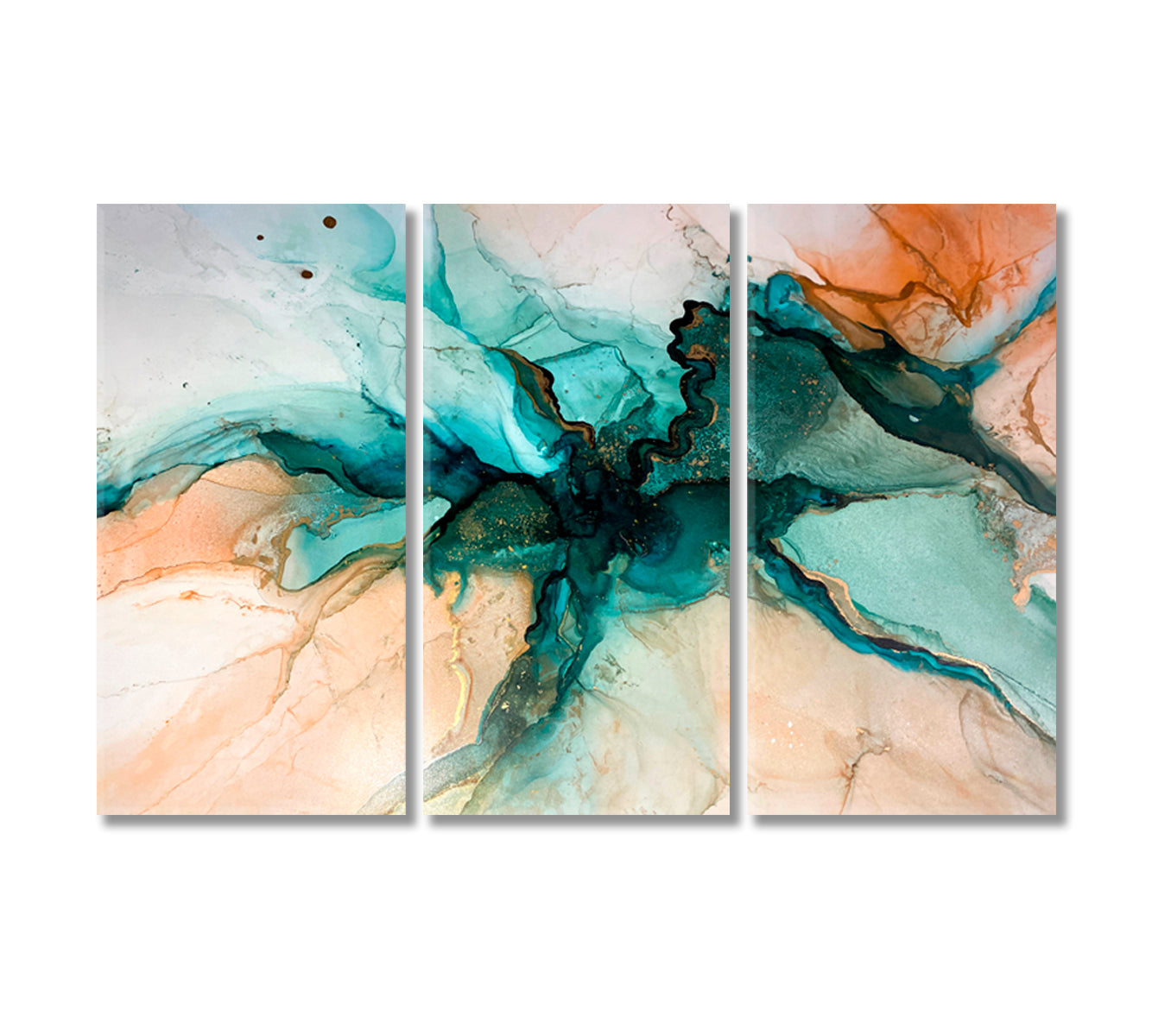 Mixed Liquid Green Paints Fluid Art Canvas Print-Canvas Print-CetArt-3 Panels-36x24 inches-CetArt